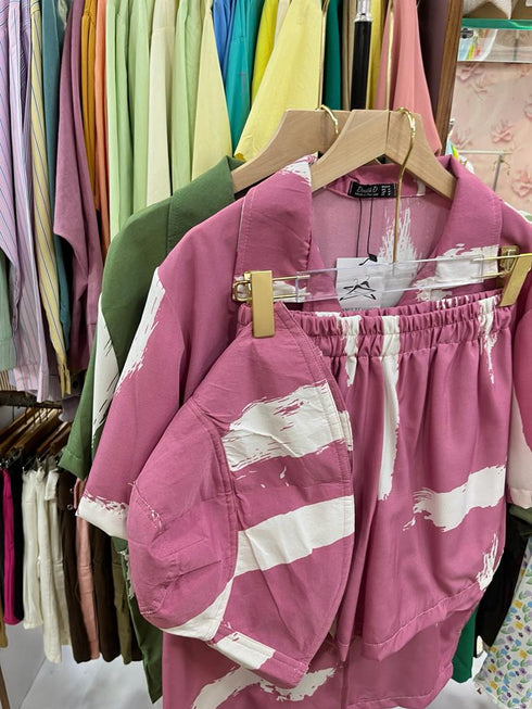 DOUBLE D Contrast Graffity Print Co-Ord Set with Bucket Cap